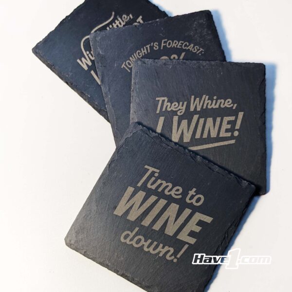 Slate Square Coasters - Set of 4 - Lasered WINE